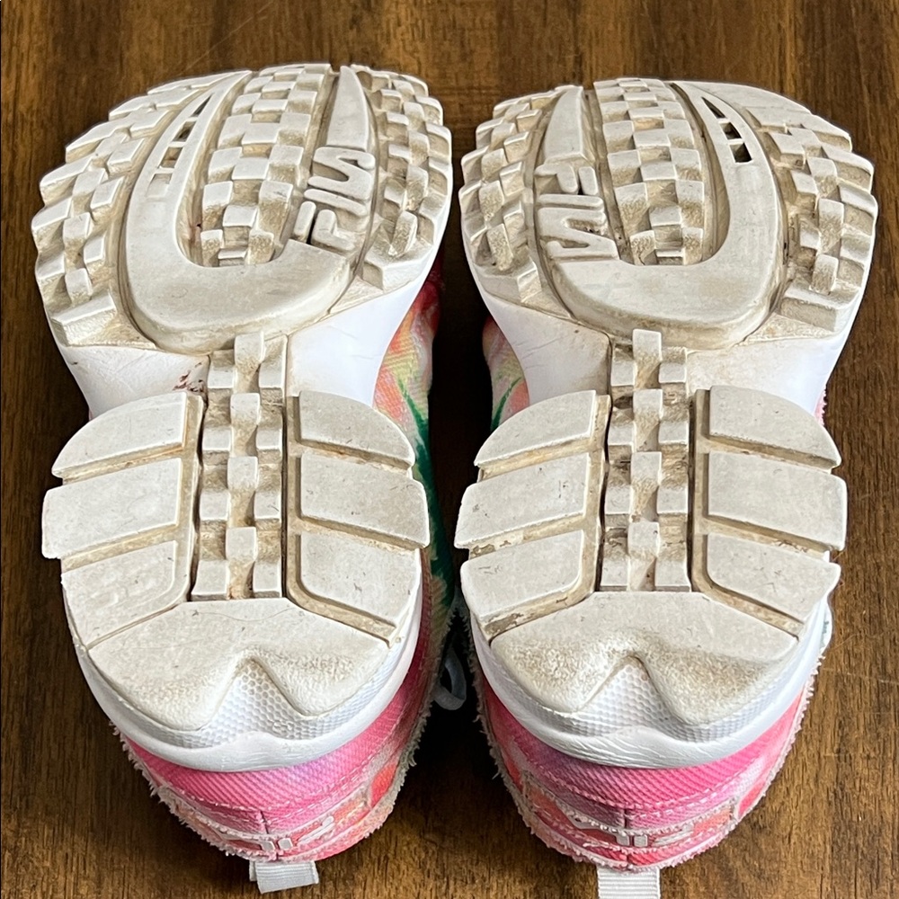 FILA Tie-Dye Canvas Disruptor Sneakers Chunk Platform Womens Size 8 - Picture 15 of 15